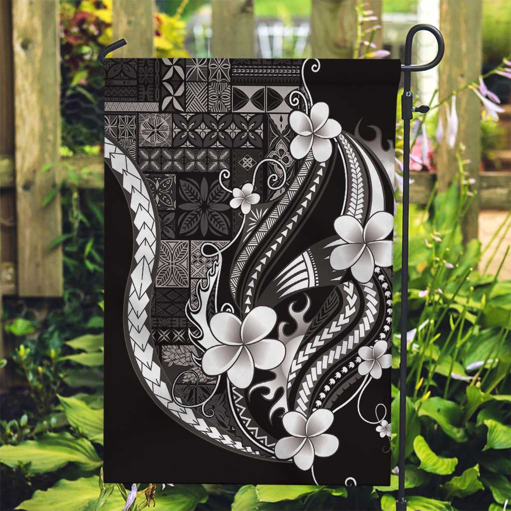 Samoa Siapo Tribal Pattern Garden Flag Black Polynesian Plumeria Tapa Motif LT9 Garden Flag Black - Polynesian Pride