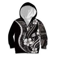 Samoa Siapo Tribal Pattern Kid Hoodie Black Polynesian Plumeria Tapa Motif LT9 Zip Hoodie Black - Polynesian Pride