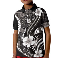 Samoa Siapo Tribal Pattern Kid Polo Shirt Black Polynesian Plumeria Tapa Motif LT9 Kid Black - Polynesian Pride