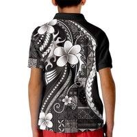Samoa Siapo Tribal Pattern Kid Polo Shirt Black Polynesian Plumeria Tapa Motif LT9 - Polynesian Pride