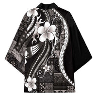 Samoa Siapo Tribal Pattern Kimono Black Polynesian Plumeria Tapa Motif LT9 - Polynesian Pride
