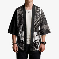 Samoa Siapo Tribal Pattern Kimono Black Polynesian Plumeria Tapa Motif LT9 - Polynesian Pride