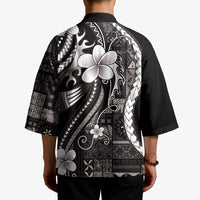 Samoa Siapo Tribal Pattern Kimono Black Polynesian Plumeria Tapa Motif LT9 - Polynesian Pride