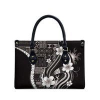 Samoa Siapo Tribal Pattern Leather Bag Black Polynesian Plumeria Tapa Motif LT9 - Polynesian Pride