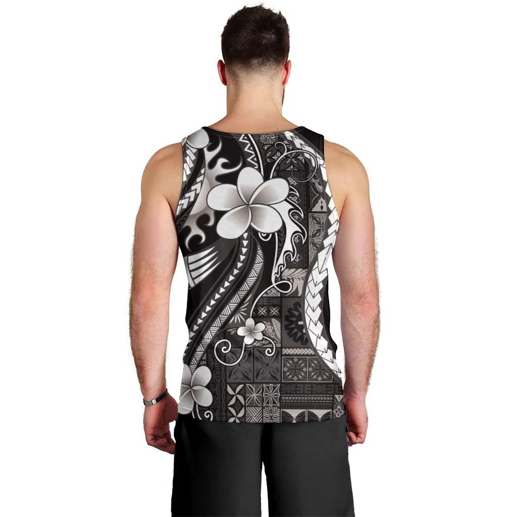 Samoa Siapo Tribal Pattern Men Tank Top Black Polynesian Plumeria Tapa Motif LT9 - Polynesian Pride