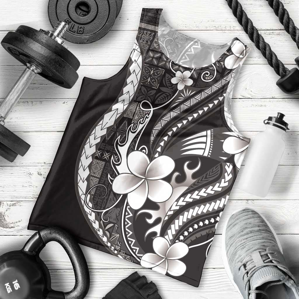 Samoa Siapo Tribal Pattern Men Tank Top Black Polynesian Plumeria Tapa Motif LT9 - Polynesian Pride