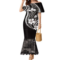 Samoa Siapo Tribal Pattern Mermaid Dress Black Polynesian Plumeria Tapa Motif LT9 Women Black - Polynesian Pride