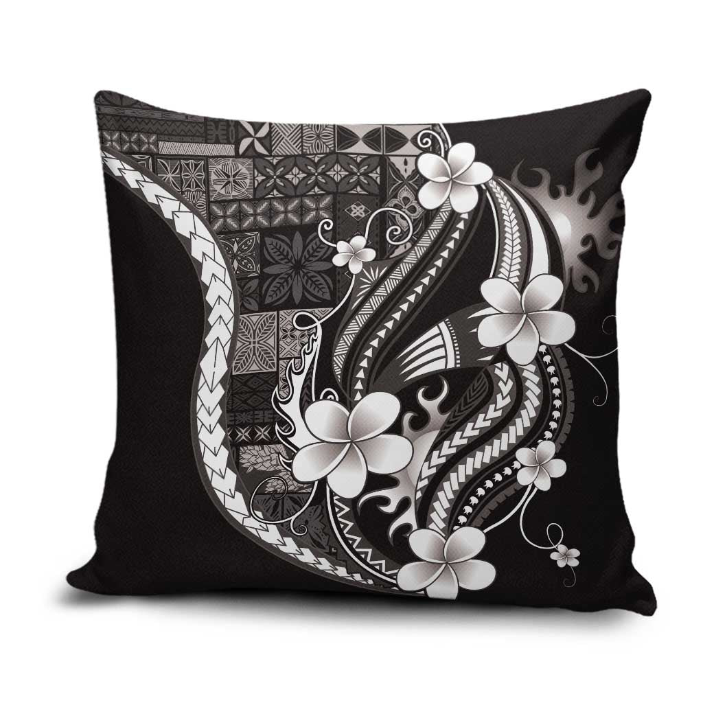 Samoa Siapo Tribal Pattern Pillow Cover Black Polynesian Plumeria Tapa Motif LT9 Black - Polynesian Pride
