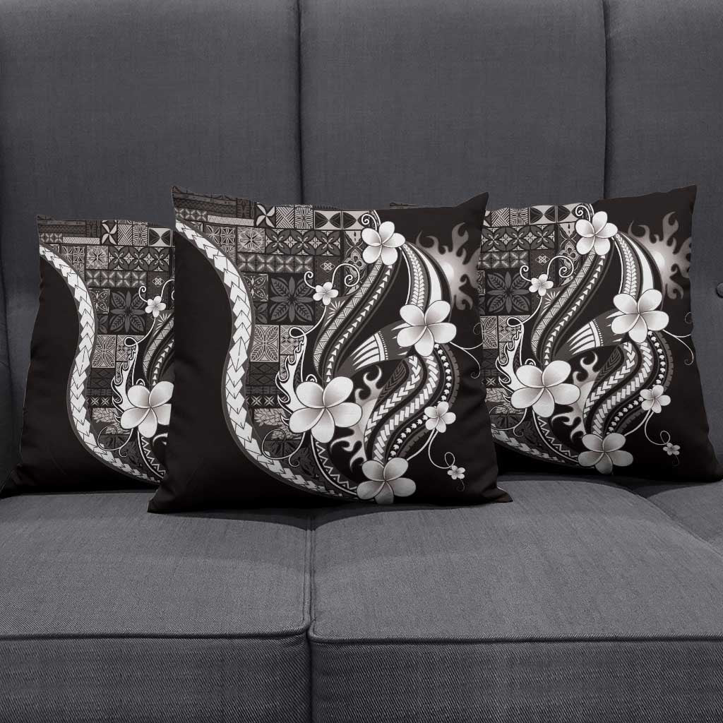 Samoa Siapo Tribal Pattern Pillow Cover Black Polynesian Plumeria Tapa Motif LT9 - Polynesian Pride