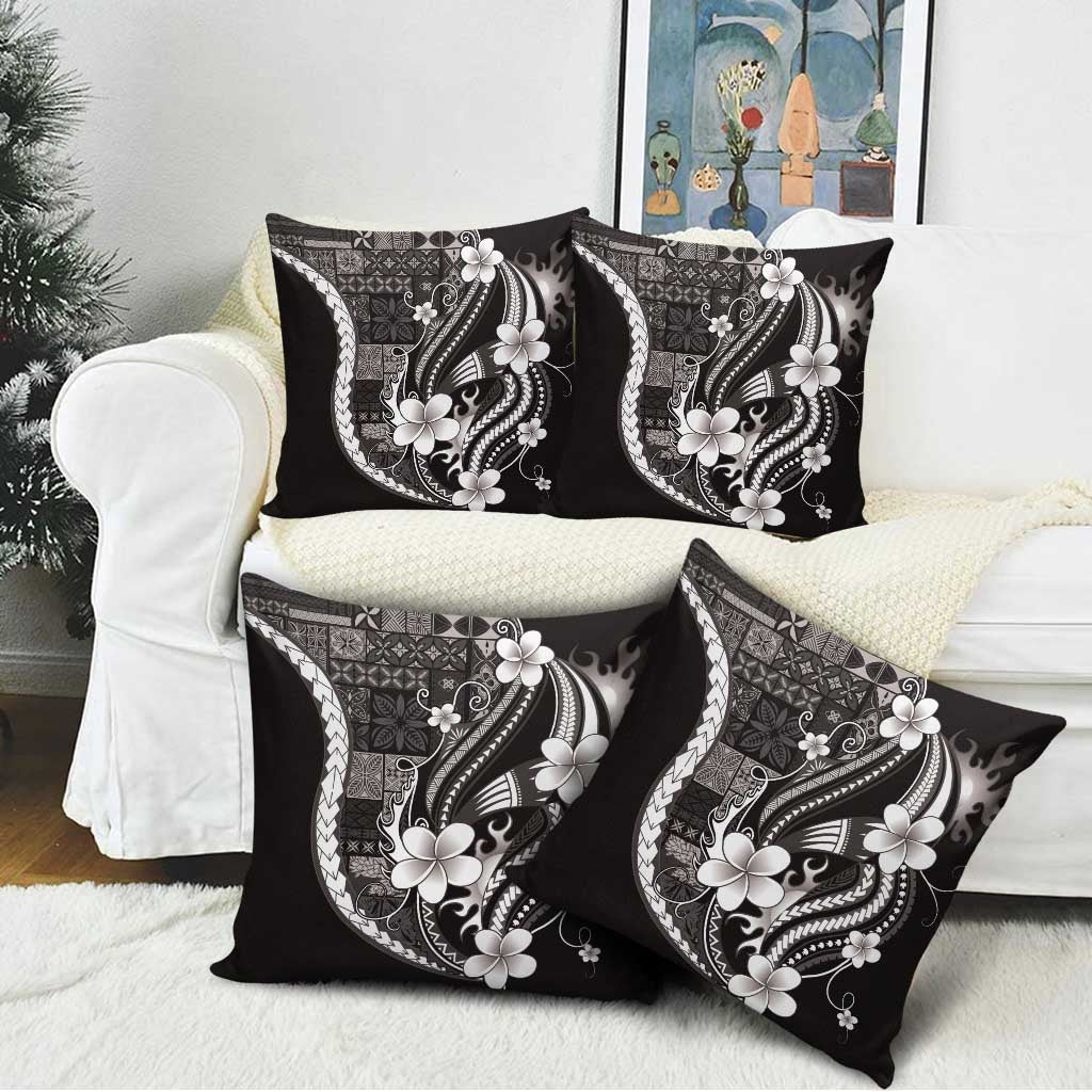 Samoa Siapo Tribal Pattern Pillow Cover Black Polynesian Plumeria Tapa Motif LT9 - Polynesian Pride