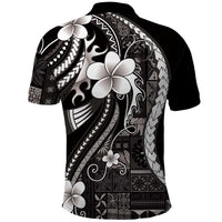 Samoa Siapo Tribal Pattern Polo Shirt Black Polynesian Plumeria Tapa Motif LT9 - Polynesian Pride