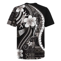 Samoa Siapo Tribal Pattern Rugby Jersey Black Polynesian Plumeria Tapa Motif LT9 - Polynesian Pride
