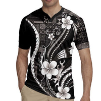 Samoa Siapo Tribal Pattern Rugby Jersey Black Polynesian Plumeria Tapa Motif LT9 - Polynesian Pride