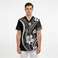 Samoa Siapo Tribal Pattern Scrub Top Black Polynesian Plumeria Tapa Motif LT9 - Polynesian Pride