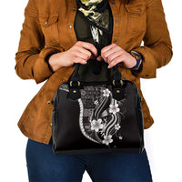 Samoa Siapo Tribal Pattern Shoulder Handbag Black Polynesian Plumeria Tapa Motif LT9 - Polynesian Pride