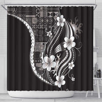 Samoa Siapo Tribal Pattern Shower Curtain Black Polynesian Plumeria Tapa Motif LT9 - Polynesian Pride