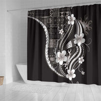 Samoa Siapo Tribal Pattern Shower Curtain Black Polynesian Plumeria Tapa Motif LT9 - Polynesian Pride