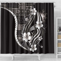 Samoa Siapo Tribal Pattern Shower Curtain Black Polynesian Plumeria Tapa Motif LT9 - Polynesian Pride
