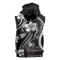 Samoa Siapo Tribal Pattern Sleeveless Hoodie Black Polynesian Plumeria Tapa Motif LT9 - Polynesian Pride