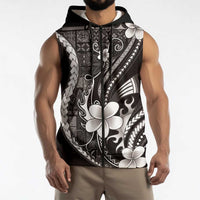 Samoa Siapo Tribal Pattern Sleeveless Zip Hoodie Black Polynesian Plumeria Tapa Motif LT9 - Polynesian Pride