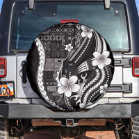 Samoa Siapo Tribal Pattern Spare Tire Cover Black Polynesian Plumeria Tapa Motif LT9 Black - Polynesian Pride