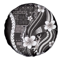 Samoa Siapo Tribal Pattern Spare Tire Cover Black Polynesian Plumeria Tapa Motif LT9 - Polynesian Pride