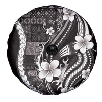 Samoa Siapo Tribal Pattern Spare Tire Cover Black Polynesian Plumeria Tapa Motif LT9 - Polynesian Pride