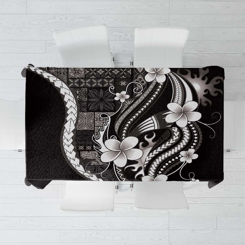 Samoa Siapo Tribal Pattern Tablecloth Black Polynesian Plumeria Tapa Motif LT9 Black - Polynesian Pride