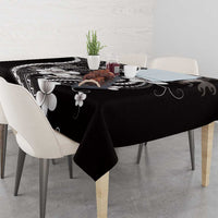 Samoa Siapo Tribal Pattern Tablecloth Black Polynesian Plumeria Tapa Motif LT9 - Polynesian Pride
