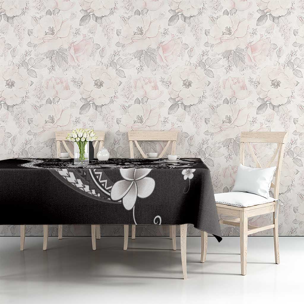 Samoa Siapo Tribal Pattern Tablecloth Black Polynesian Plumeria Tapa Motif LT9 - Polynesian Pride