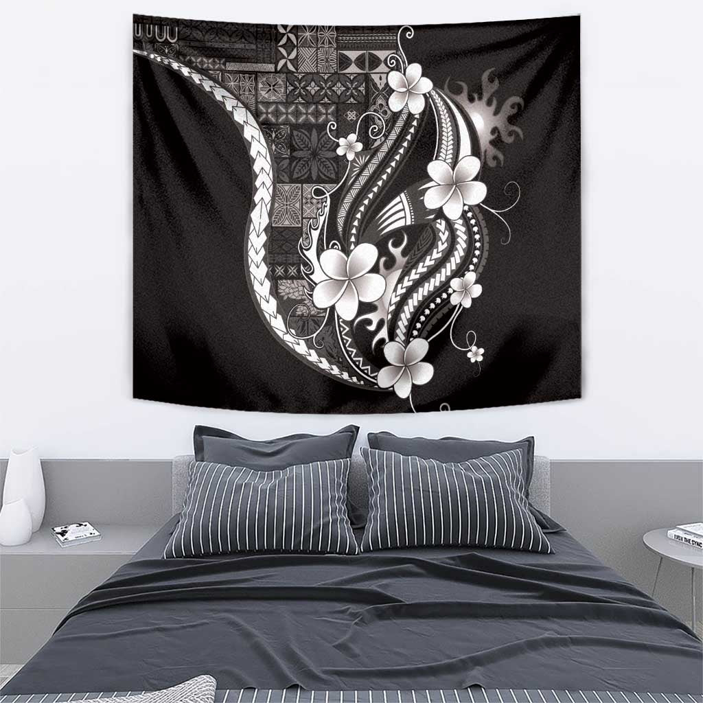 Samoa Siapo Tribal Pattern Tapestry Black Polynesian Plumeria Tapa Motif LT9 - Polynesian Pride