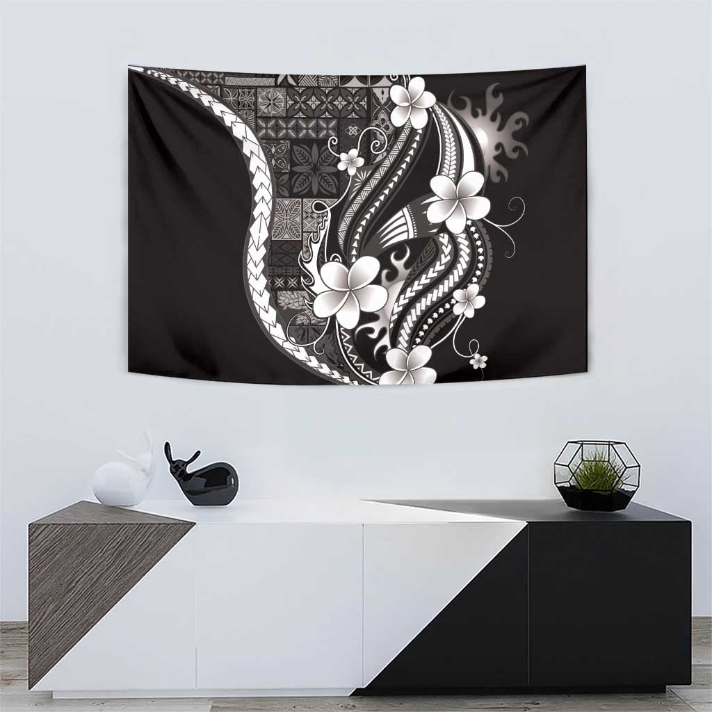 Samoa Siapo Tribal Pattern Tapestry Black Polynesian Plumeria Tapa Motif LT9 - Polynesian Pride