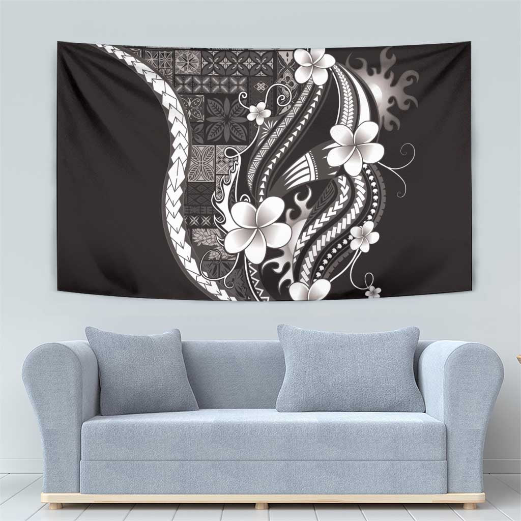Samoa Siapo Tribal Pattern Tapestry Black Polynesian Plumeria Tapa Motif LT9 - Polynesian Pride