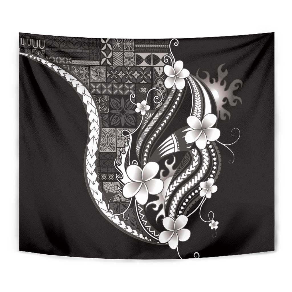 Samoa Siapo Tribal Pattern Tapestry Black Polynesian Plumeria Tapa Motif LT9 - Polynesian Pride