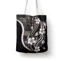 Samoa Siapo Tribal Pattern Tote Bag Black Polynesian Plumeria Tapa Motif LT9 - Polynesian Pride