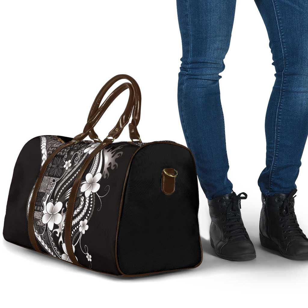 Samoa Siapo Tribal Pattern Travel Bag Black Polynesian Plumeria Tapa Motif LT9 - Polynesian Pride