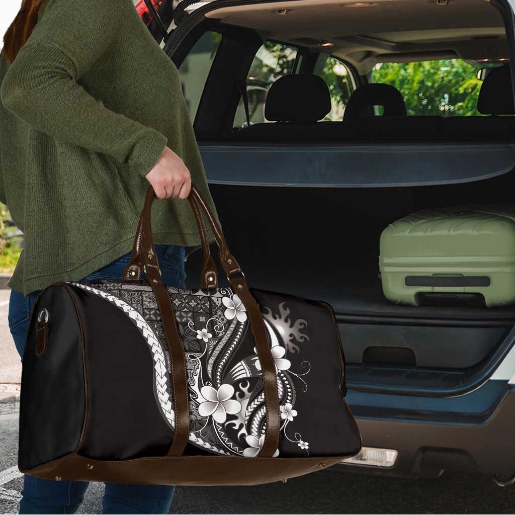 Samoa Siapo Tribal Pattern Travel Bag Black Polynesian Plumeria Tapa Motif LT9 - Polynesian Pride