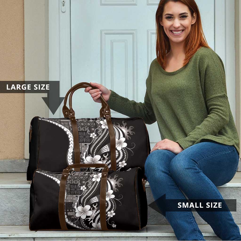 Samoa Siapo Tribal Pattern Travel Bag Black Polynesian Plumeria Tapa Motif LT9 - Polynesian Pride