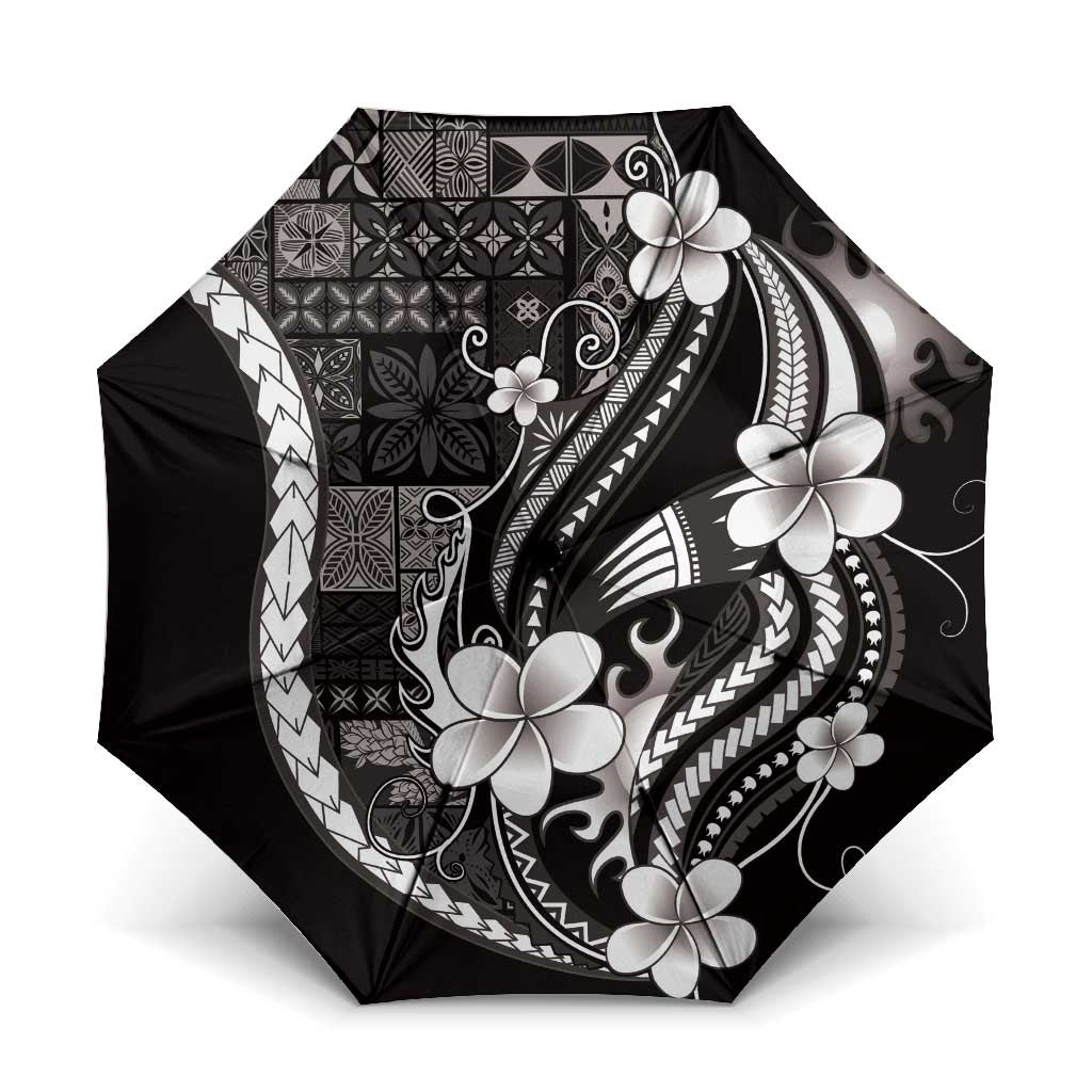 Samoa Siapo Tribal Pattern Umbrella Black Polynesian Plumeria Tapa Motif LT9 One Size Folded 11.42 inch Opened Diameter 37.4 inch Black - Polynesian Pride