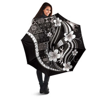 Samoa Siapo Tribal Pattern Umbrella Black Polynesian Plumeria Tapa Motif LT9 - Polynesian Pride