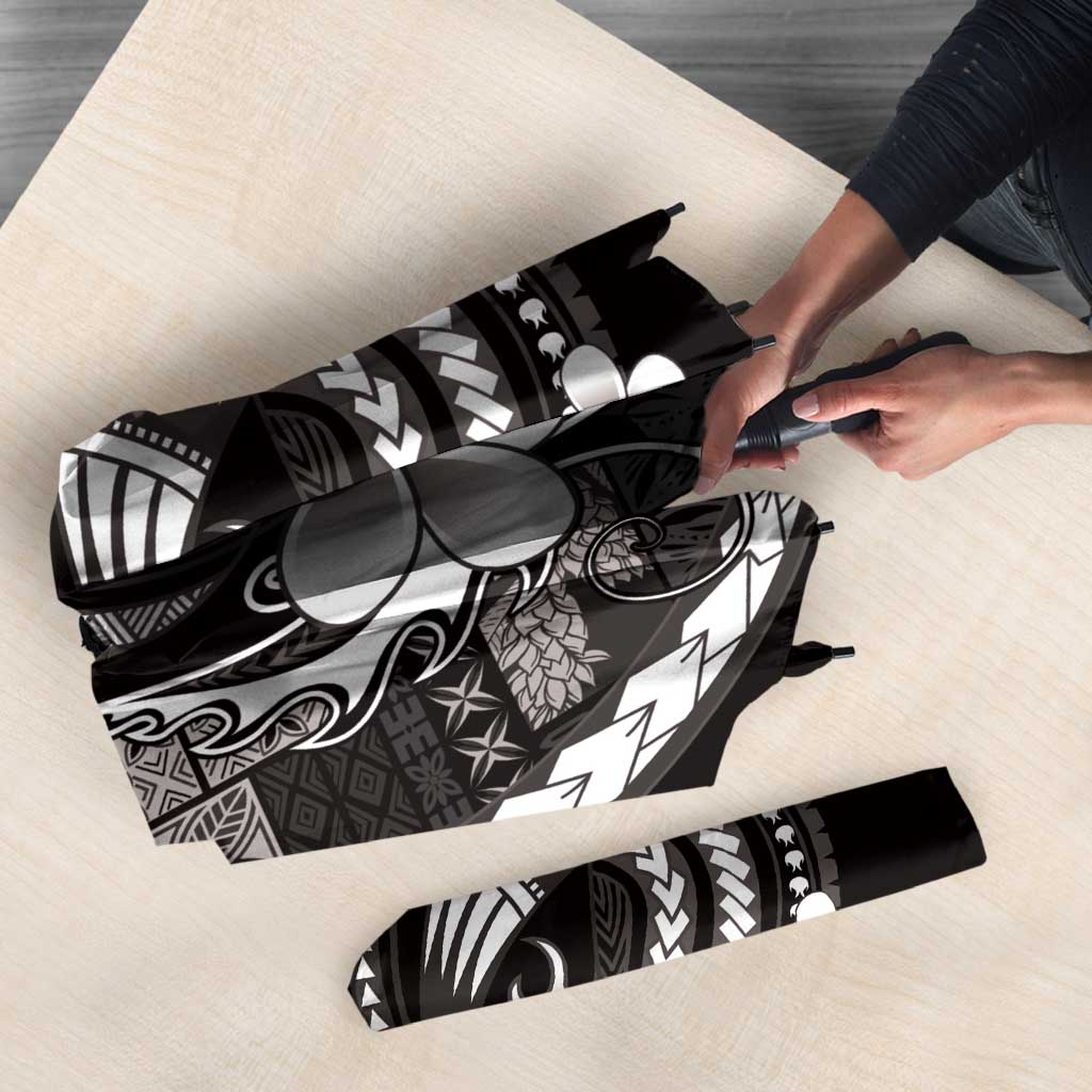 Samoa Siapo Tribal Pattern Umbrella Black Polynesian Plumeria Tapa Motif LT9 - Polynesian Pride