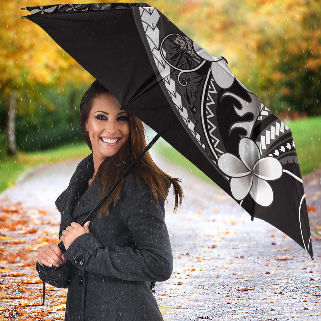Samoa Siapo Tribal Pattern Umbrella Black Polynesian Plumeria Tapa Motif LT9 - Polynesian Pride
