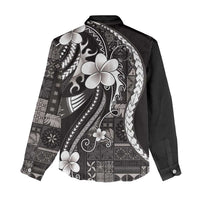Samoa Siapo Tribal Pattern Women Casual Shirt Black Polynesian Plumeria Tapa Motif LT9 - Polynesian Pride