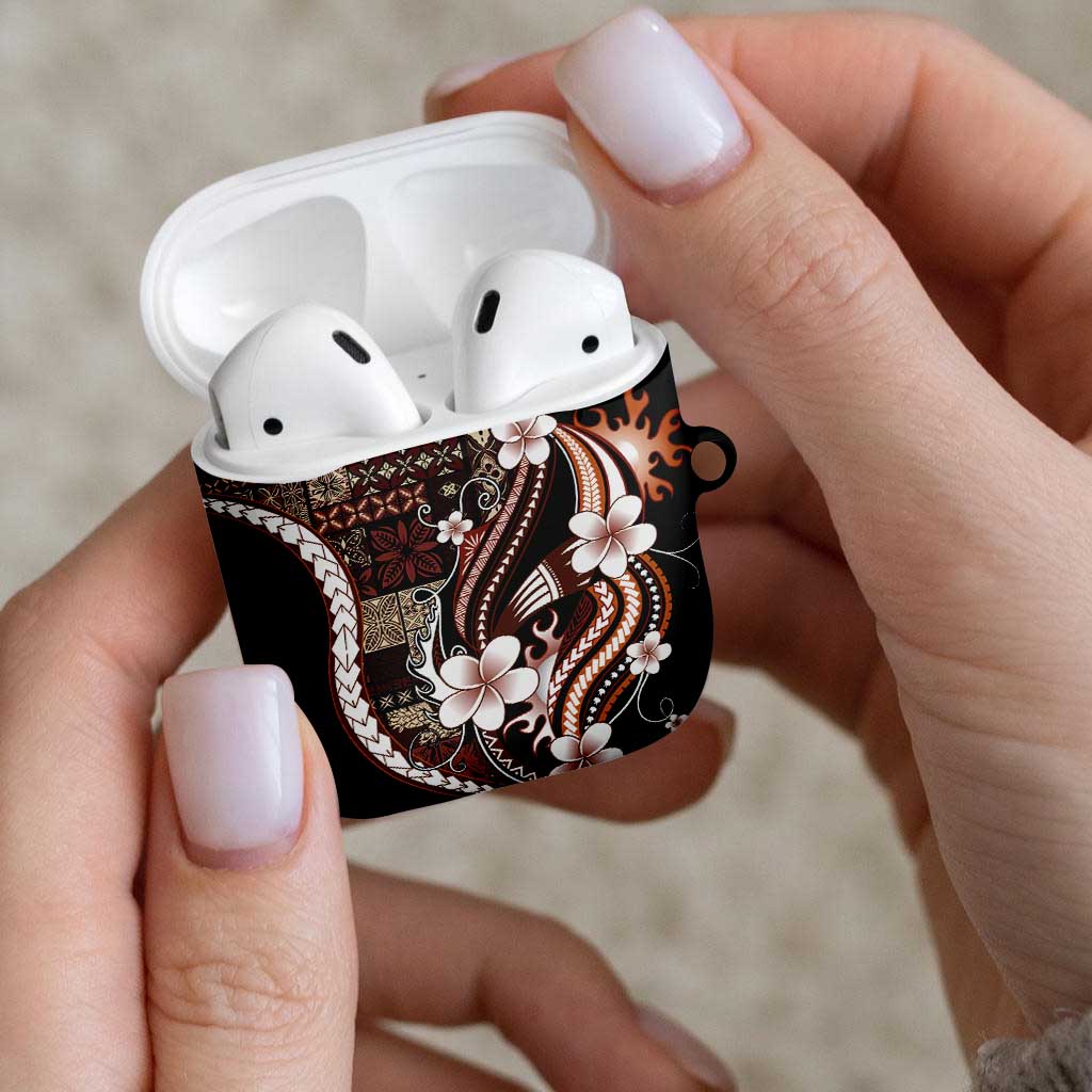 Samoa Siapo Tribal Pattern AirPods Case Brown Polynesian Plumeria Tapa Motif LT9 - Polynesian Pride