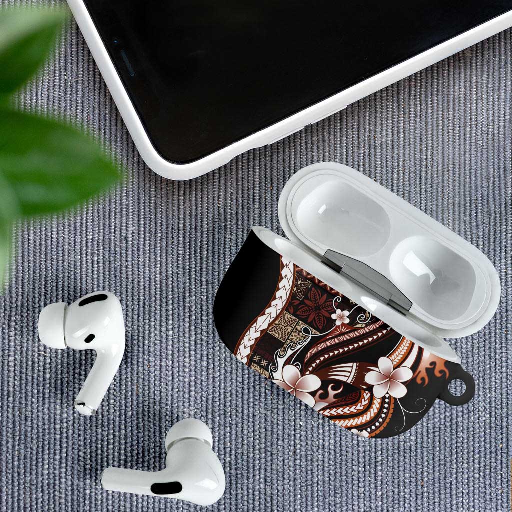 Samoa Siapo Tribal Pattern AirPods Case Brown Polynesian Plumeria Tapa Motif LT9 - Polynesian Pride