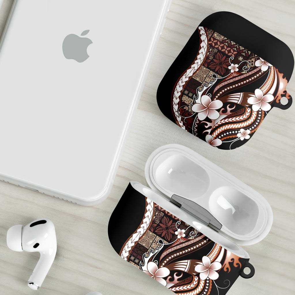 Samoa Siapo Tribal Pattern AirPods Case Brown Polynesian Plumeria Tapa Motif LT9 - Polynesian Pride