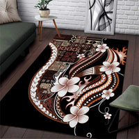 Samoa Siapo Tribal Pattern Area Rug Brown Polynesian Plumeria Tapa Motif LT9 Brown - Polynesian Pride