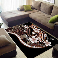 Samoa Siapo Tribal Pattern Area Rug Brown Polynesian Plumeria Tapa Motif LT9 - Polynesian Pride