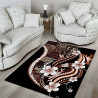 Samoa Siapo Tribal Pattern Area Rug Brown Polynesian Plumeria Tapa Motif LT9 - Polynesian Pride