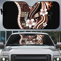 Samoa Siapo Tribal Pattern Auto Sun Shade Brown Polynesian Plumeria Tapa Motif